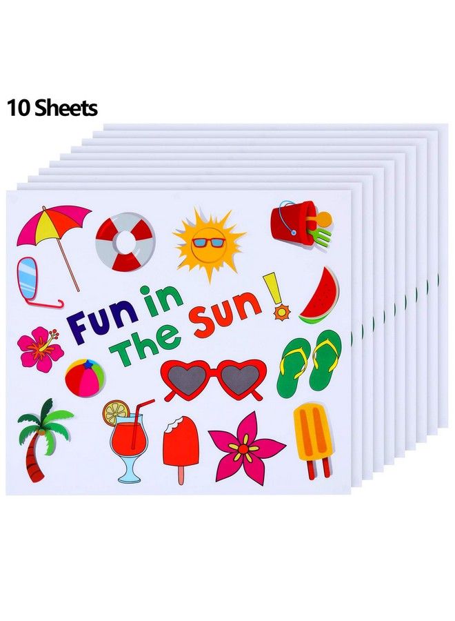 Outus 200 Pieces Summer Window Clings Fun In The Sun Static Stickers Window Clings With Sun Beach Flip Flops Drinks For Summer Party Decorations - Image 3
