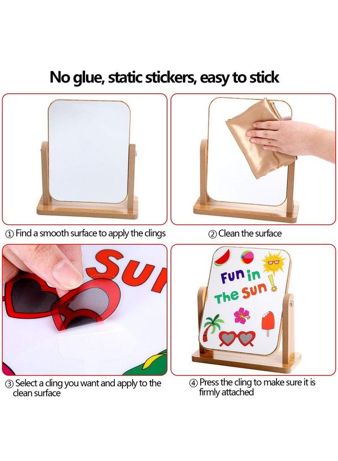Outus 200 Pieces Summer Window Clings Fun In The Sun Static Stickers Window Clings With Sun Beach Flip Flops Drinks For Summer Party Decorations - Image 4
