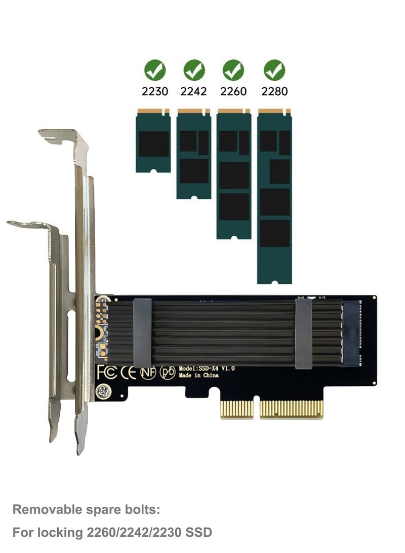 M.2 NVME to PCIe 3.0/4.0 x4 Adapter, NVME/AHCI SSD to PCIe Expansion Card with Aluminum Heatsink Solution, Supports PCI-Express X4 X8 X16 Slots - Image 4
