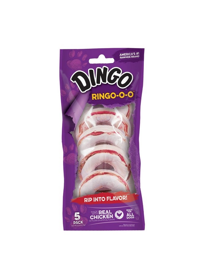 دينغو Ringo-OO، 5 قطع، على شكل حلقة، من جلد خام للمضغ لجميع الكلاب  - Image 1