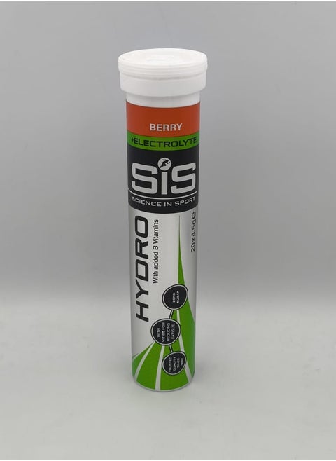 Hydro with added B Vitamins, Berry Electrolyte, trusted quality since 1992, with vit b6 for reducing fatigue, zero sugar, 20x4.5g e