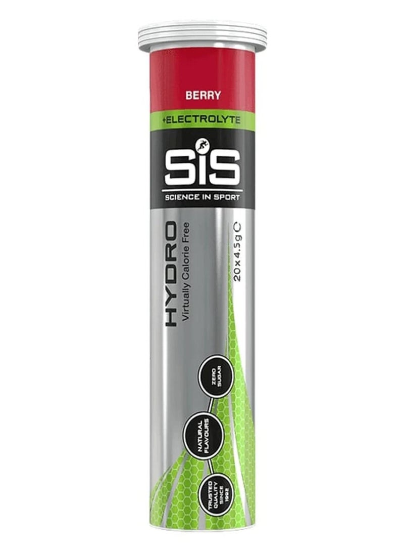 SIS Hydro Electrolyte Tablets | Sugar Free Hydration Tablets | Essential Electrolytes to Reduce Fatigue & Aid Rehydration | Gluten Free | Berry Flavour | 20 Servings | 1 Pack | 20 x 4.5g - Image 2