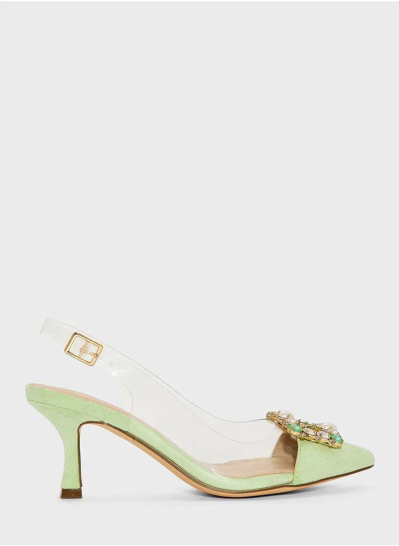 منبور Pointed Toe Mid Heel Sandals