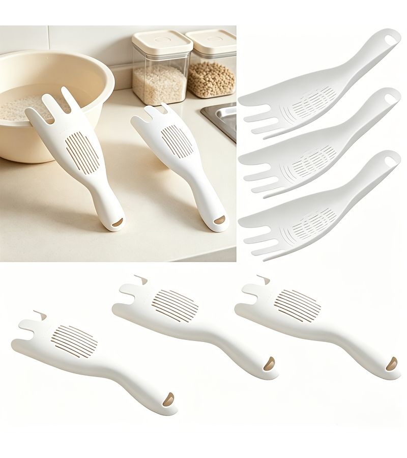 3 Pcs White Hands Free Rice Washing Tool Multi Function Convection Rice Washer Kitchen Household Device Gentle On Hands - Image 1