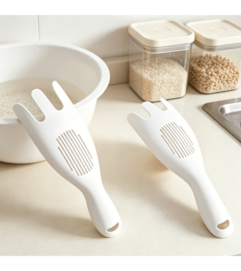 3 Pcs White Hands Free Rice Washing Tool Multi Function Convection Rice Washer Kitchen Household Device Gentle On Hands - Image 2