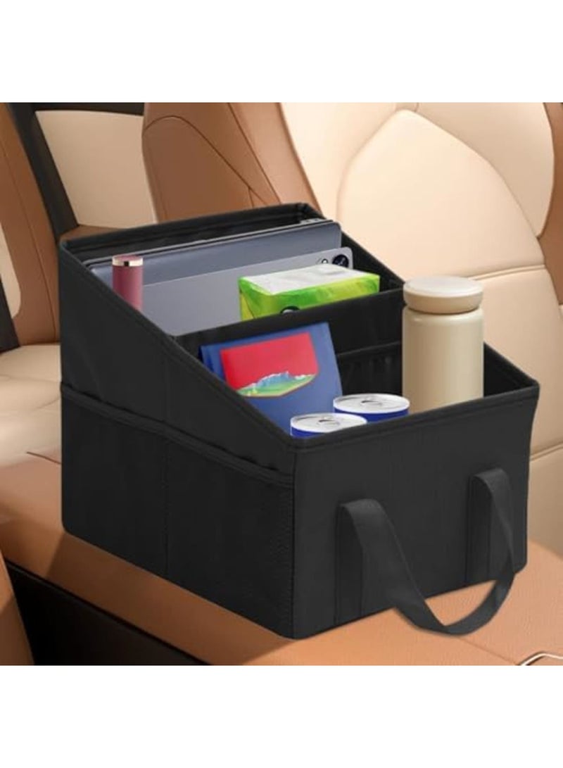 SYOSI Car Seat Organizer - Collapsible Small Storage Organizer for Console Front/Back, Passenger Seat Organizer with 4 Cup Holders, Automotive Backseat Organizer with Belt, Ideal for Kids Accessories - Image 3