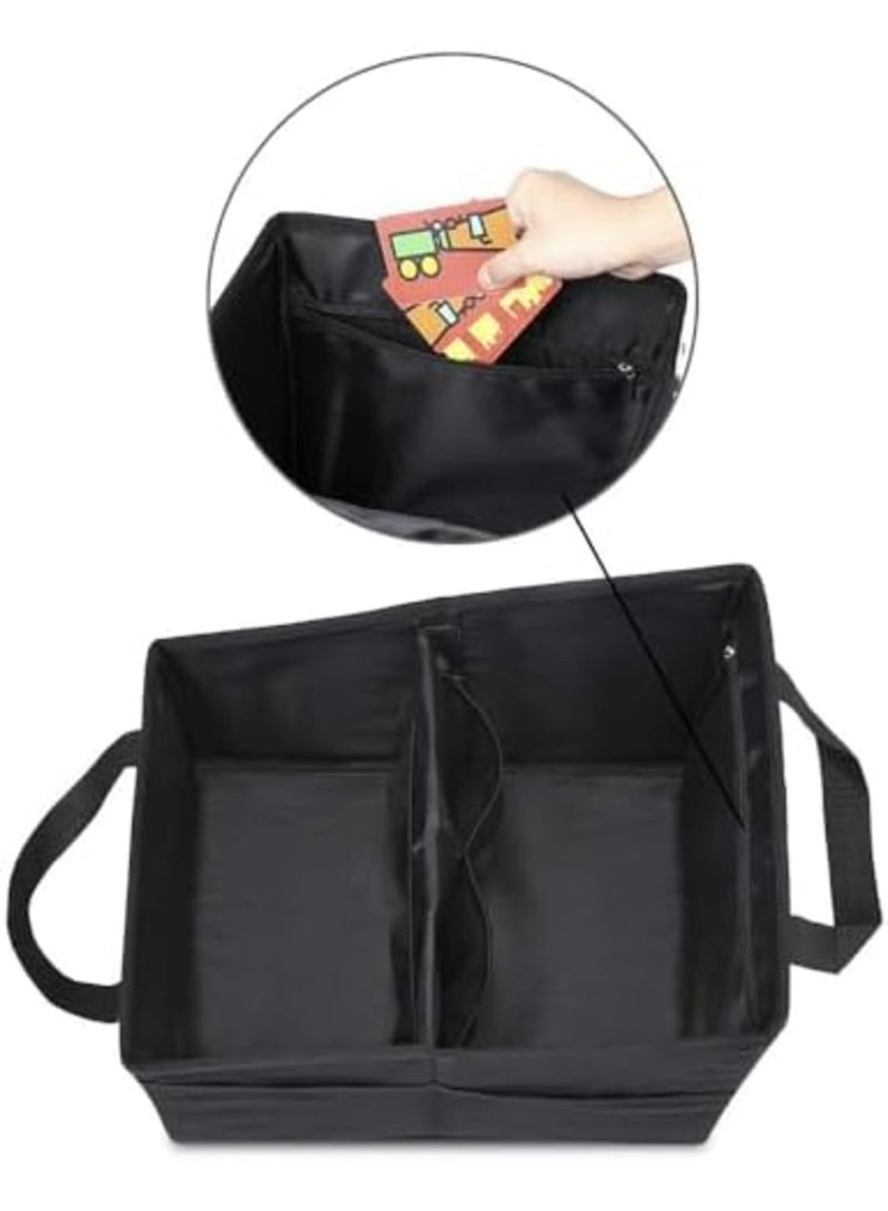 SYOSI Car Seat Organizer - Collapsible Small Storage Organizer for Console Front/Back, Passenger Seat Organizer with 4 Cup Holders, Automotive Backseat Organizer with Belt, Ideal for Kids Accessories - Image 2