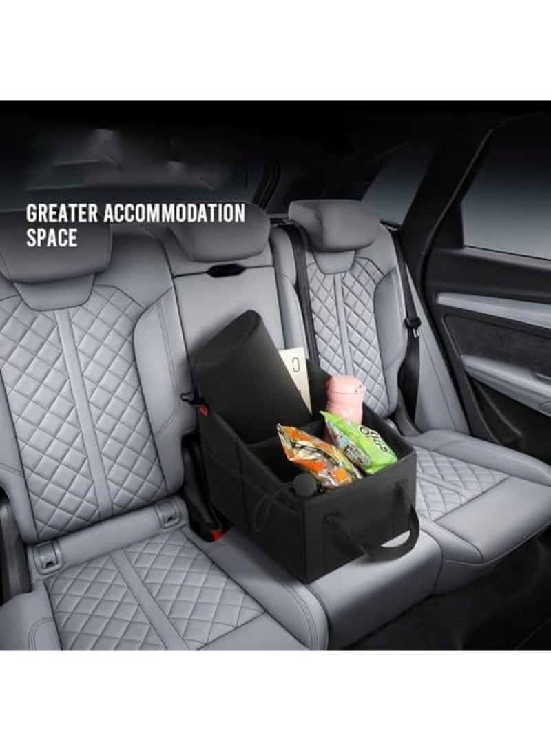 SYOSI Car Seat Organizer - Collapsible Small Storage Organizer for Console Front/Back, Passenger Seat Organizer with 4 Cup Holders, Automotive Backseat Organizer with Belt, Ideal for Kids Accessories - Image 4