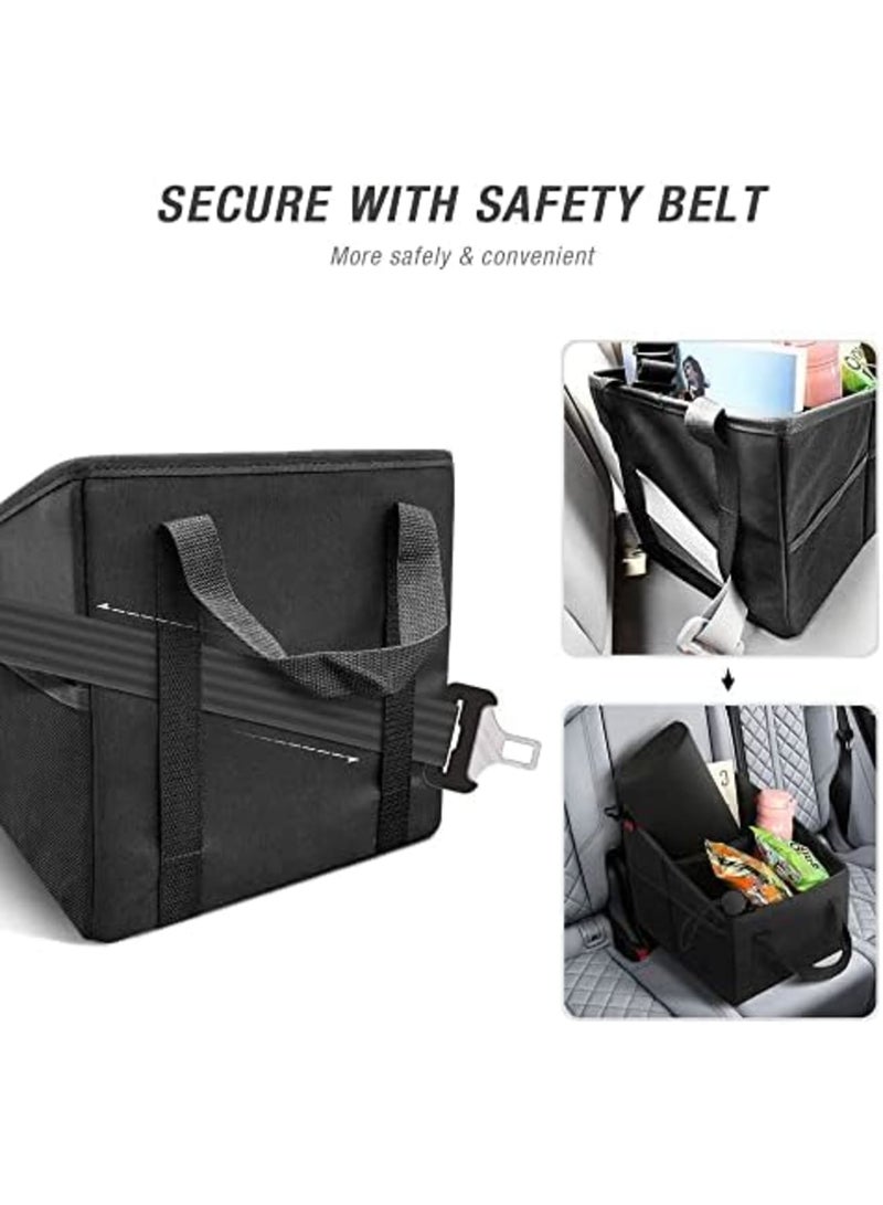 SYOSI Car Seat Organizer - Collapsible Small Storage Organizer for Console Front/Back, Passenger Seat Organizer with 4 Cup Holders, Automotive Backseat Organizer with Belt, Ideal for Kids Accessories - Image 5