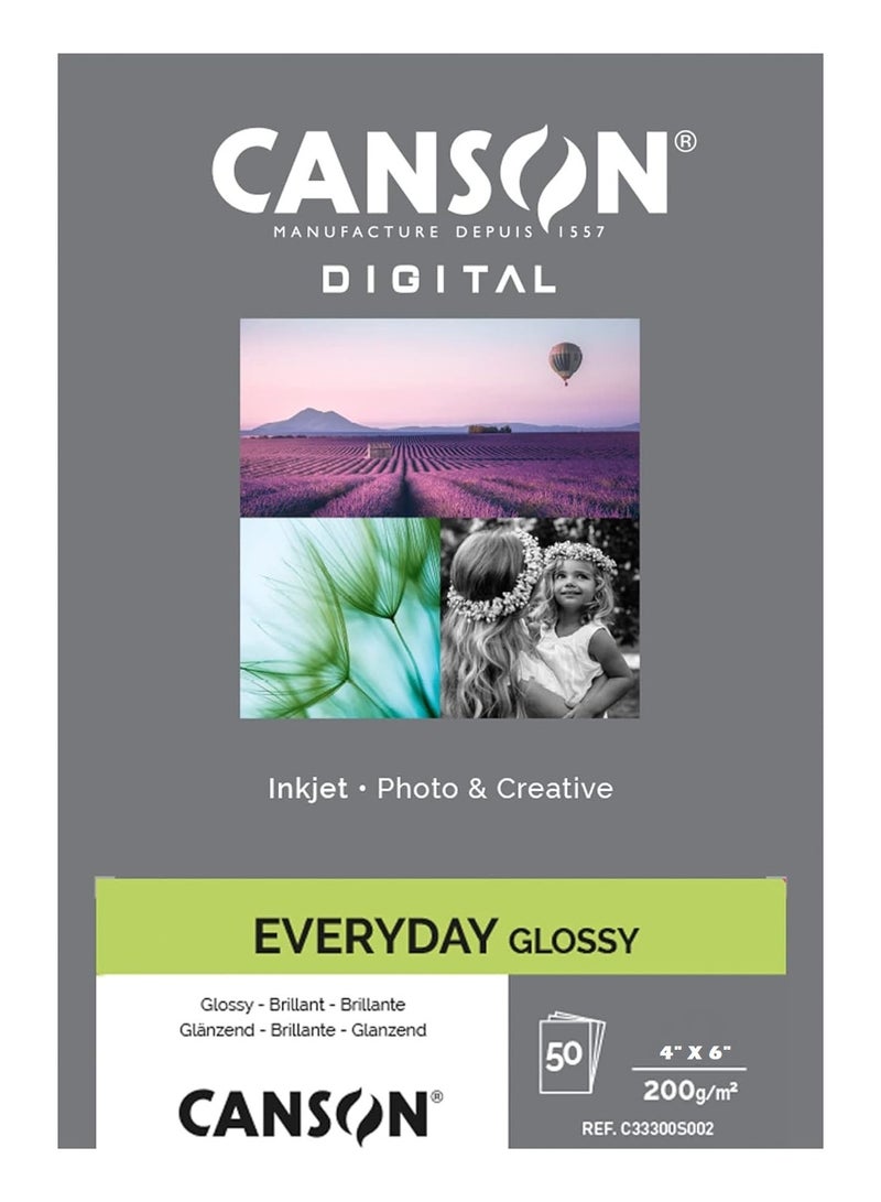 CANSON Digital Everyday Glossy 50 Sheets 4X6 Inch - Image 1