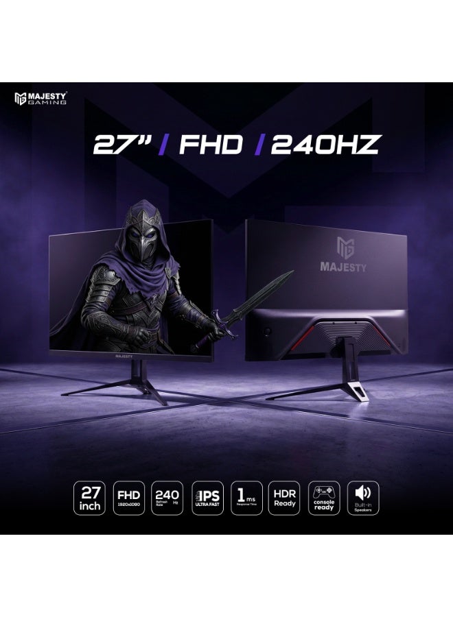 ماجيستي شاشة ألعاب ماجيستي 27 بوصة FHD 1920x1080 | IPS | 240Hz | 1ms | HDR | ‎100% sRGB | G-SYNC & FreeSync | سماعات مدمجة | DisplayPort & HDMI | VESA - Image 2