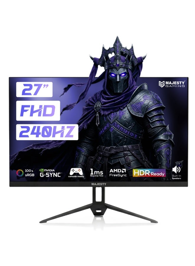 ماجيستي شاشة ألعاب ماجيستي 27 بوصة FHD 1920x1080 | IPS | 240Hz | 1ms | HDR | ‎100% sRGB | G-SYNC & FreeSync | سماعات مدمجة | DisplayPort & HDMI | VESA - Image 1