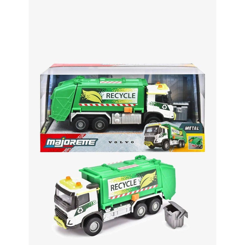 Majorette Grand Series Metal Volvo FMX Garbage Collector Die-Cast Truck (19 cm, Green/White) - Image 1