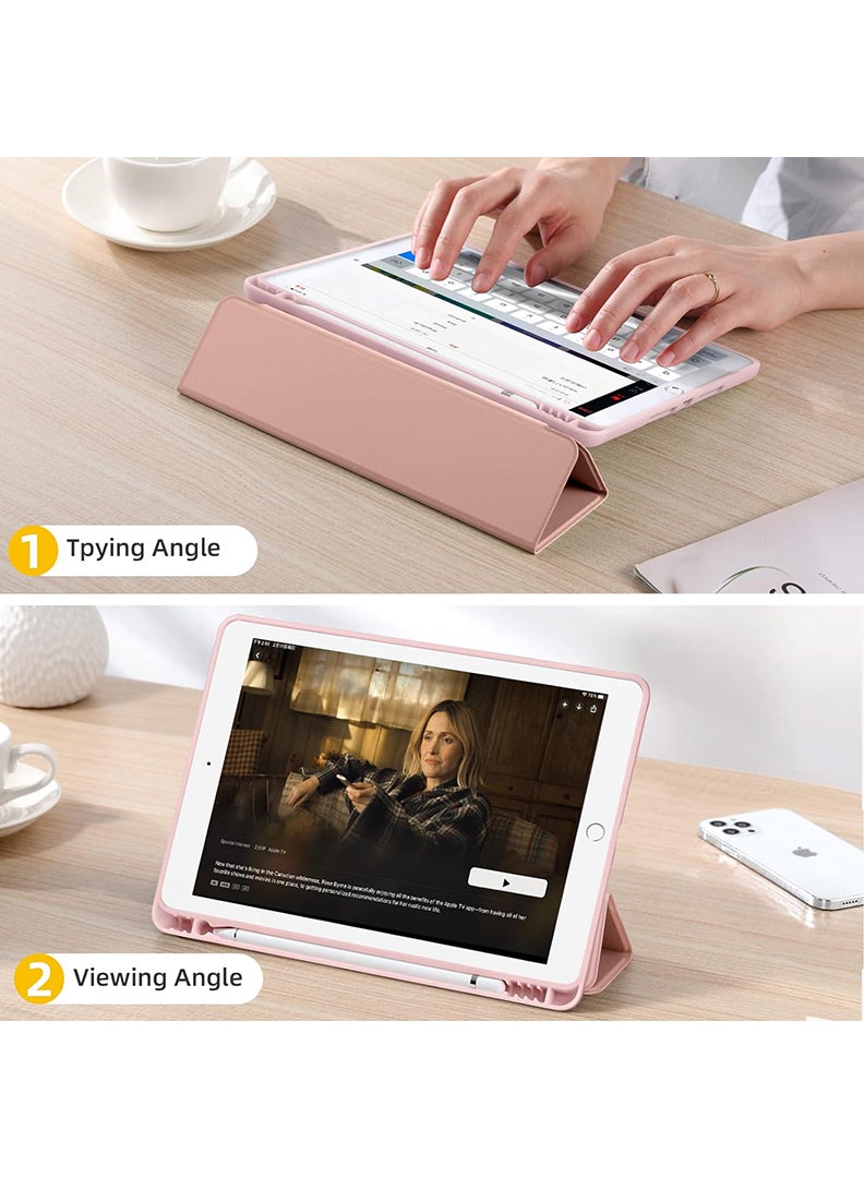 Theodor Case Compatible with iPad 10.2 Inch 2021/2020/2019, for iPad 9th/8th/7th Generation Smart Case with Pencil Holder, Protective Case with Soft TPU Back, Auto Sleep/Wake Cover, Rose Gold - Image 4