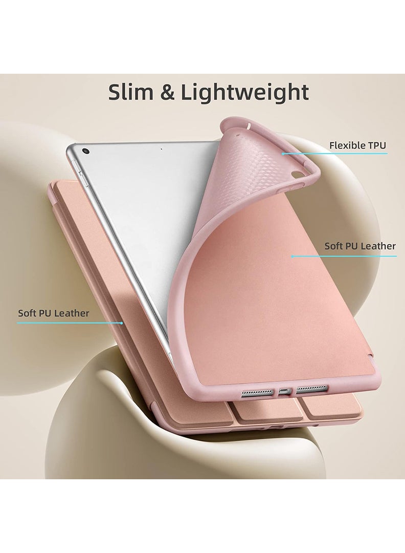 Theodor Case Compatible with iPad 10.2 Inch 2021/2020/2019, for iPad 9th/8th/7th Generation Smart Case with Pencil Holder, Protective Case with Soft TPU Back, Auto Sleep/Wake Cover, Rose Gold - Image 5