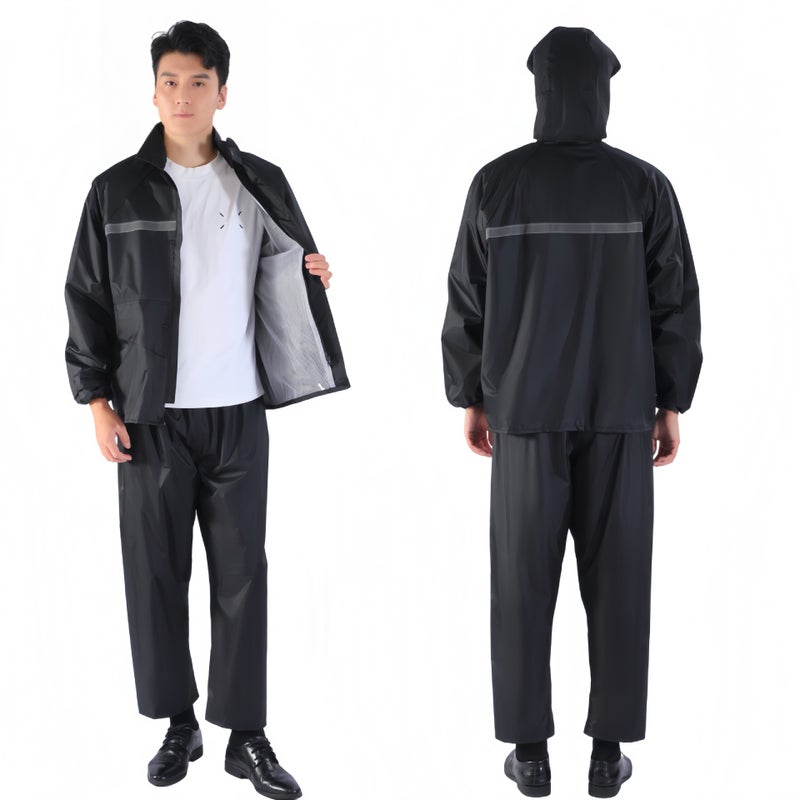 Reflective Raincoat and Pants Set for Adults – Waterproof Oxford Cloth Cycling Gear - Image 5