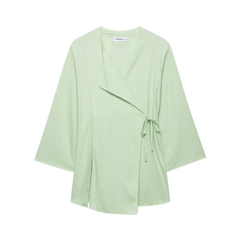 Export Summer Women'S Linen Kimono Cross Jacket Fashion Pants Suit For Women - Image 1