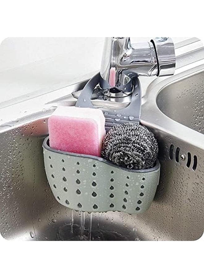 ECVV Sink Storage Basket Sink Caddy Soap And Sponge Holder Drying Rack Holders Dish Drying Rack Sink Shelf Beige - Image 3
