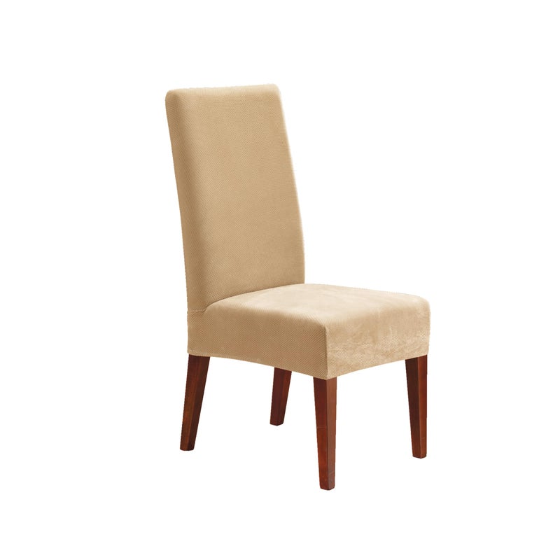 Surefit SureFit Home Dcor Stretch Pique Short Dining Room Chair Cover Form Fit PolyesterSpandex Machine Washable One Piece Cream 