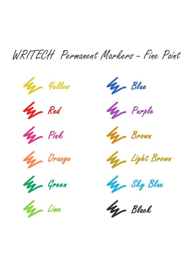 WRITECH Retractable Permanent Markers Assorted : Fine Point Marker Pen,12 Count  - Image 4