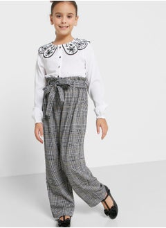 Natilene Girls Checked Tailored Easy Wash Regular Fit Parallel Trousers