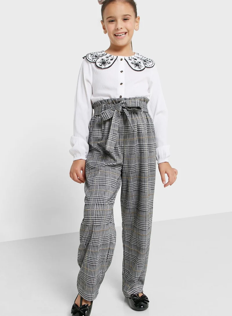 Nautinati Natilene Girls Checked Tailored Easy Wash Regular Fit Parallel Trousers