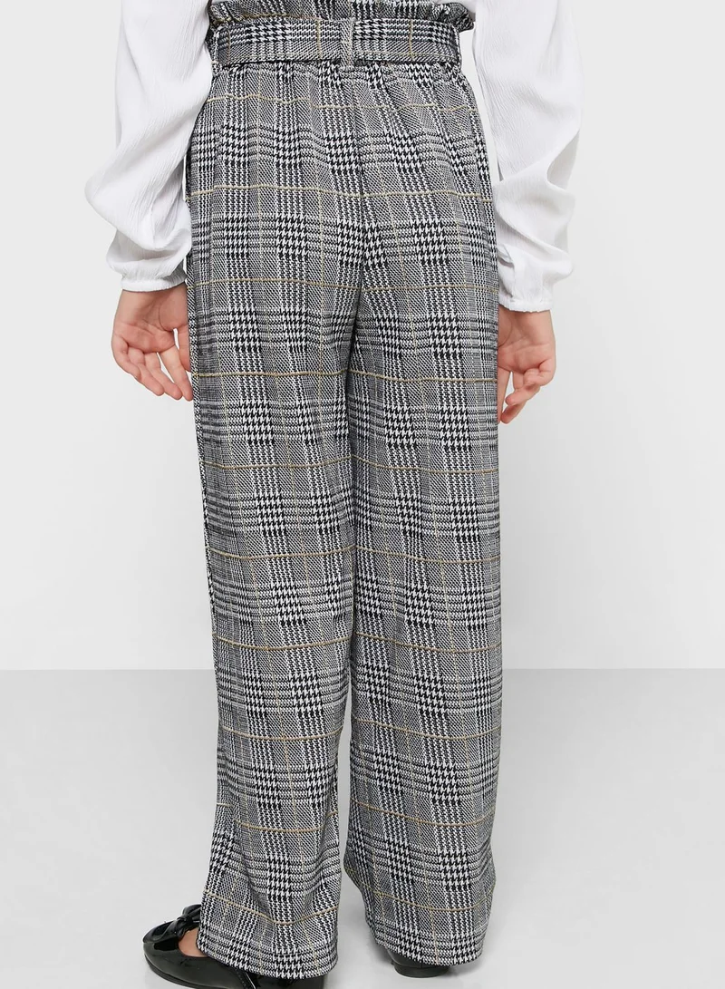 Nautinati Natilene Girls Checked Tailored Easy Wash Regular Fit Parallel Trousers