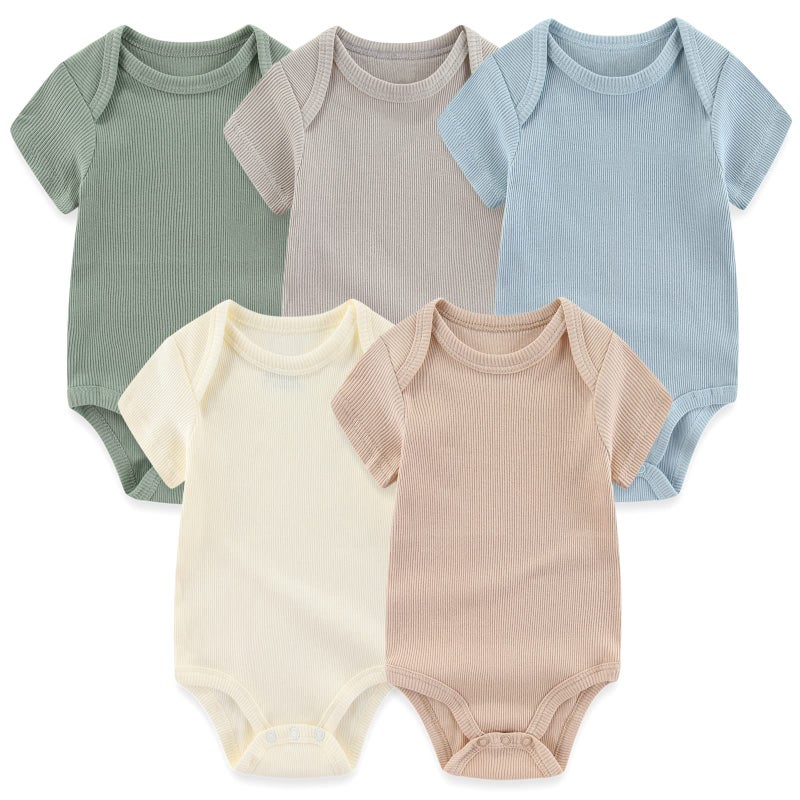 MAMIMAKA Unisex Baby Short Sleeve Bodysuits Baby Grow Cotton Vest Outfit,3-6 Months - Image 1