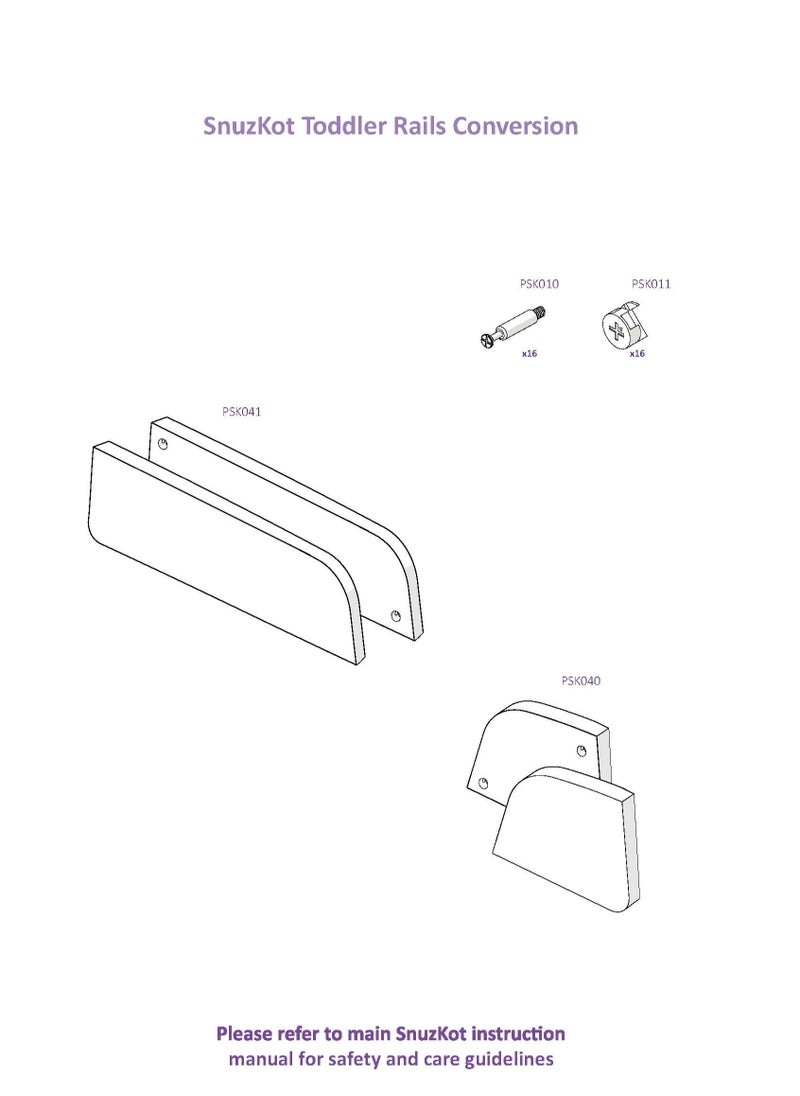 Snuzkot Toddler Rails With 4 Sections Suitable From 18 Months - White