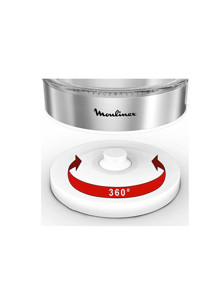 Moulinex Kettle Glass BY600130 1.7 L 2200 W BY600130 white-silver - Image 2