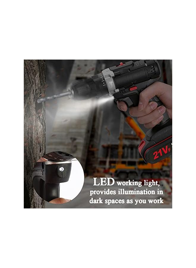 vesus Electric Drill,21V Multifunctional Electric Impact Cordless Drill High-power Liium Battery Wireless Reable Hand Drills Home DIY Electric Power Tools - Image 3