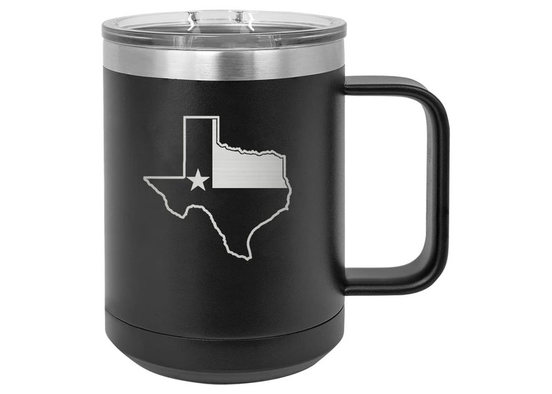 Rogue River Tactical Rogue River Tactical Texas State Flag Heavy Duty Stainless Steel Black Coffee Mug Tumbler With Lid Novelty Cup Great Gift Idea For Any Texan TX 