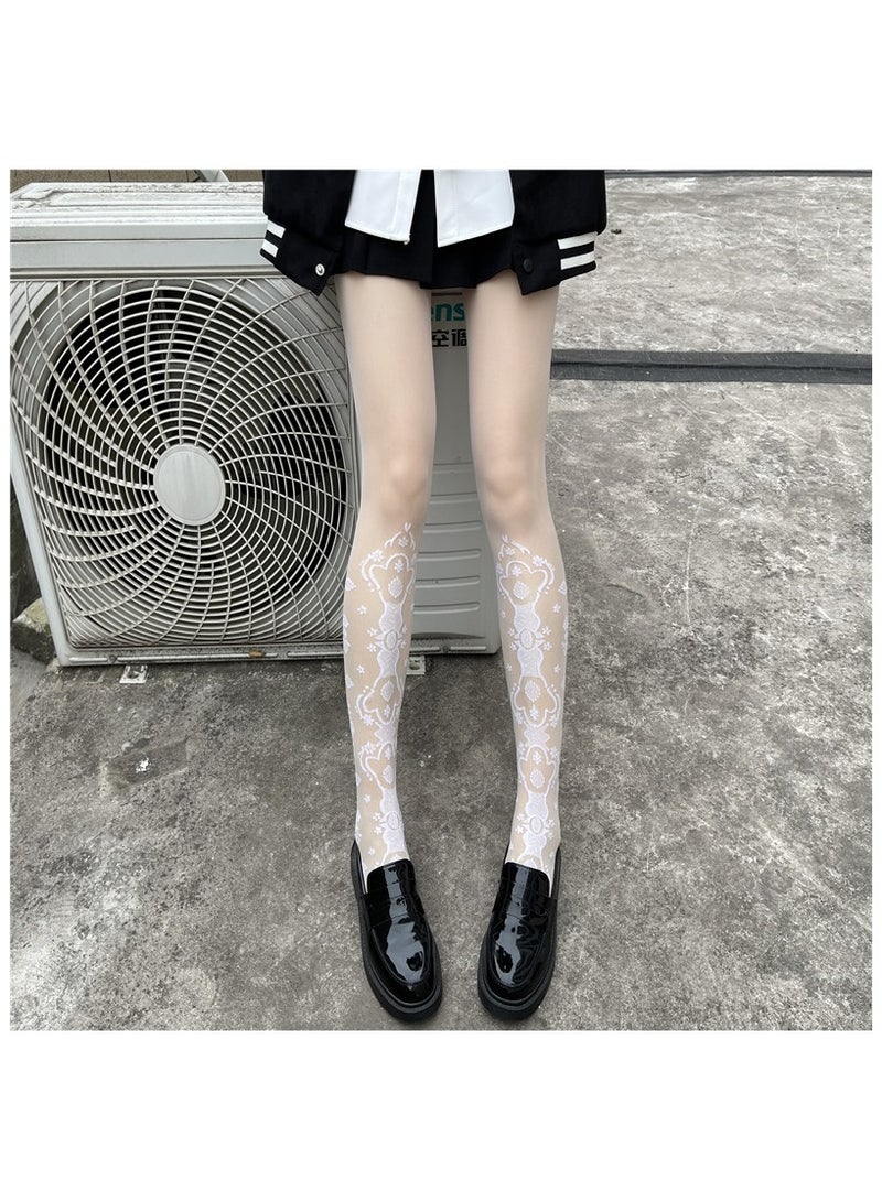 Fashionable Women's Stockings 15D Elegant Lace Floral Jacquard Tight Fitting Pantyhose  - Image 2
