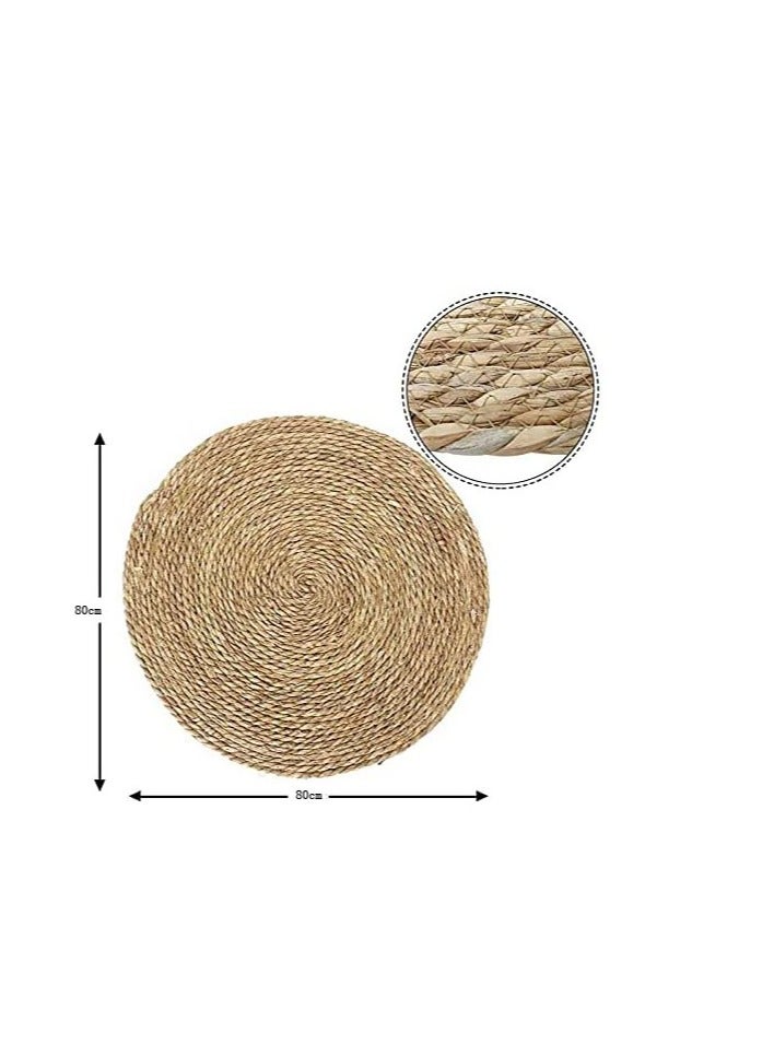 FFD Natural Jute Round Hand-Braided Area Rug - Reversible Decorative Carpet for Living Room, Indoor & Outdoor Use (80x80 cm) - Image 2