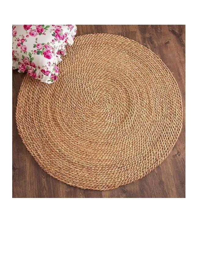 FFD Natural Jute Round Hand-Braided Area Rug - Reversible Decorative Carpet for Living Room, Indoor & Outdoor Use (80x80 cm) - Image 3