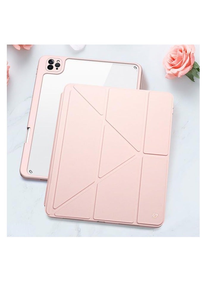 عام حافظة شفافة لجهاز iPad Pro 13 (2024، الجيل السابع)، تتميز بوجود حامل مغناطيسي ذكي للوقوف وجزء خلفي من البولي يوريثين الناعم مع حامل للقلم ووظيفة الإيقاف التلقائي/التشغيل لجهاز iPad Pro بحجم 13 بوصة. - Image 3