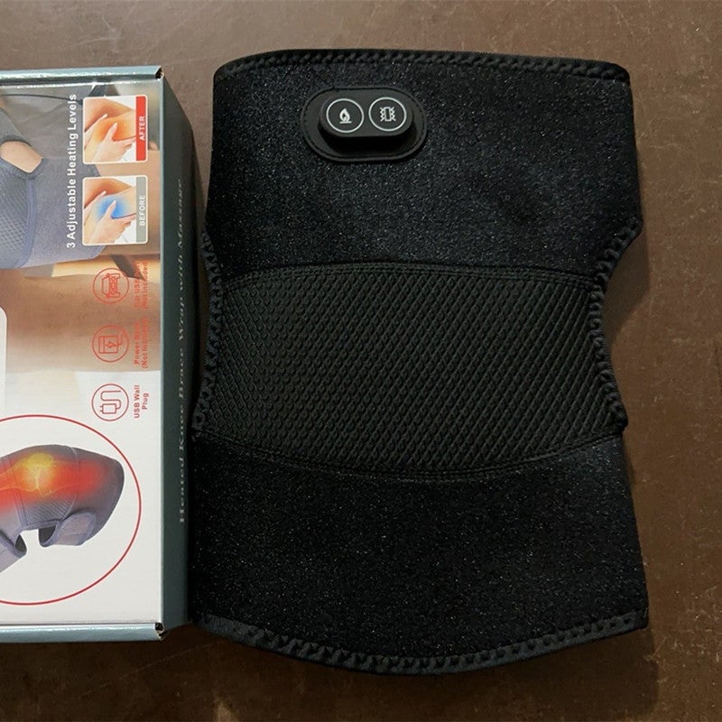 إسكدنيا Heating Knee Pads, Leg Pads, Physiotherapy Hot Compress, Warm Vibration Massage, Sports Knee Pads, Straps, Cold-Proof Knee Pads, USB Plug-In Black massage hot compress leg strap