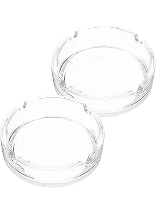 2pcs Clear Glass Ashtray Compact Ash Container for Indoor Outdoor Home Office Patio - Image 1