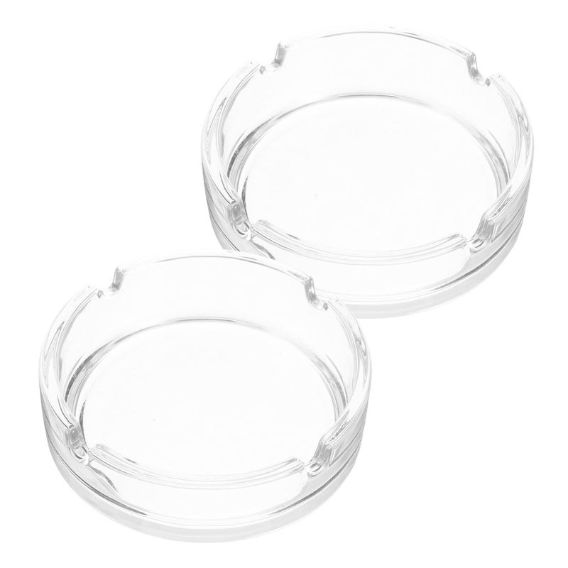 2pcs Clear Glass Ashtray Compact Ash Container for Indoor Outdoor Home Office Patio - Image 2