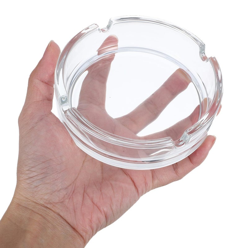 2pcs Clear Glass Ashtray Compact Ash Container for Indoor Outdoor Home Office Patio - Image 4