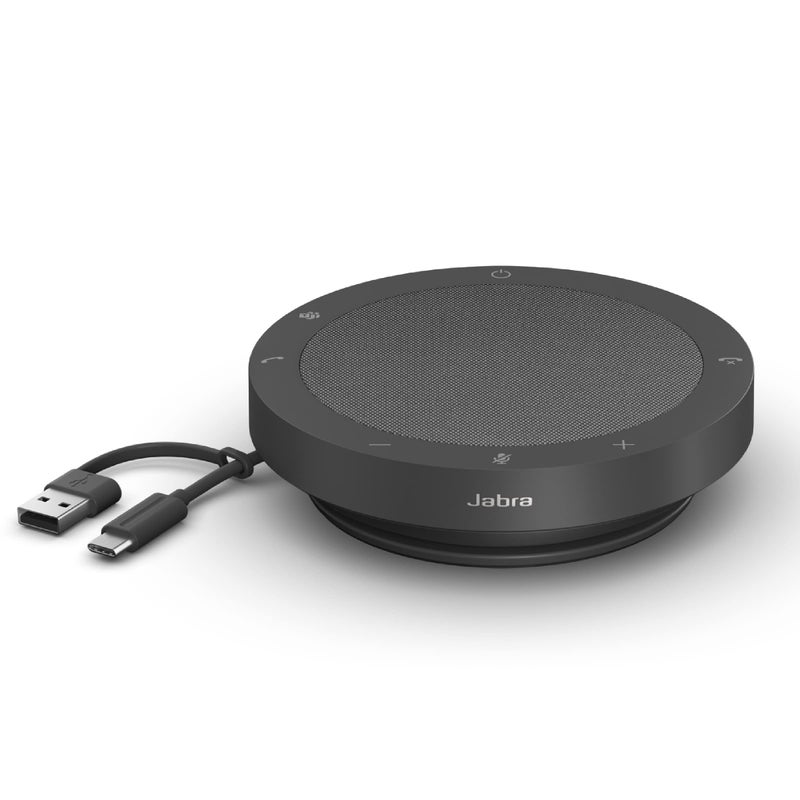 Jabra Speak2 40 Portable Speakerphone - 4 Noise-Cancelling Mics, 50mm Full Range Speakers with Wideband Audio for Clear Sound, USB-A/USB-C Connections - Certified Microsoft Teams Speaker - Dark Grey - Image 1