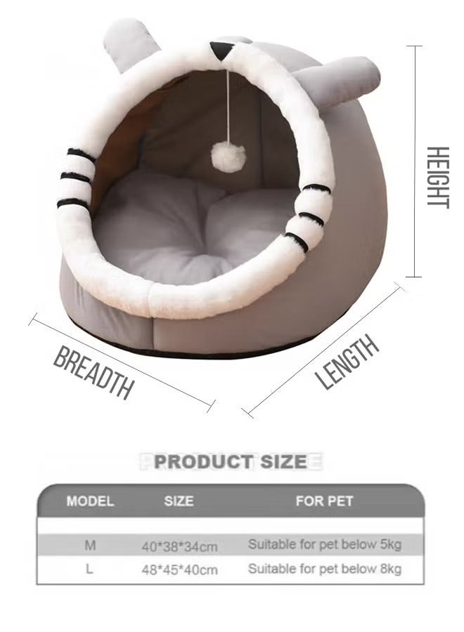 Generic Cat House，Cat Resting Bed with Removable Mat ,pet house,Pet Bed Indoor Pet Bed Cat Bed Semi Enclosed Cat Hole Bed Cat Supplies ， Equipped with Washable and Removable Mat Cat tent Animal bed(Grey)  - Image 2