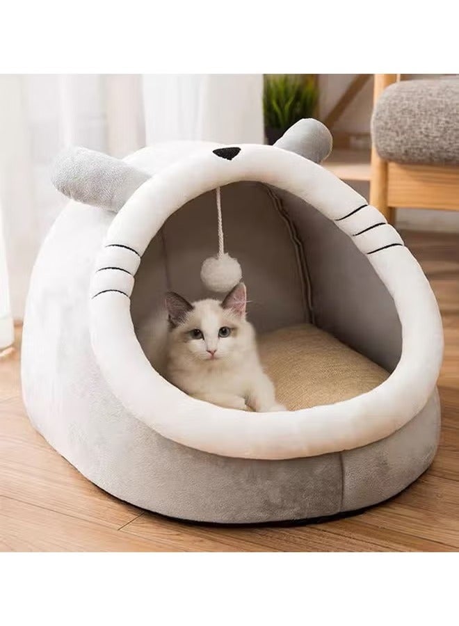 Generic Cat House，Cat Resting Bed with Removable Mat ,pet house,Pet Bed Indoor Pet Bed Cat Bed Semi Enclosed Cat Hole Bed Cat Supplies ， Equipped with Washable and Removable Mat Cat tent Animal bed(Grey)  - Image 5