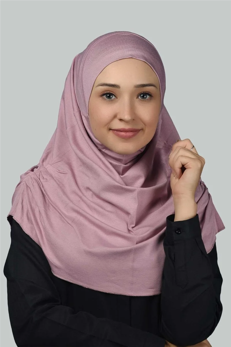 Altobeh Ready-made Turban Pleated Practical Scarf Modest Hijab - Prayer Cover - Dark Pink