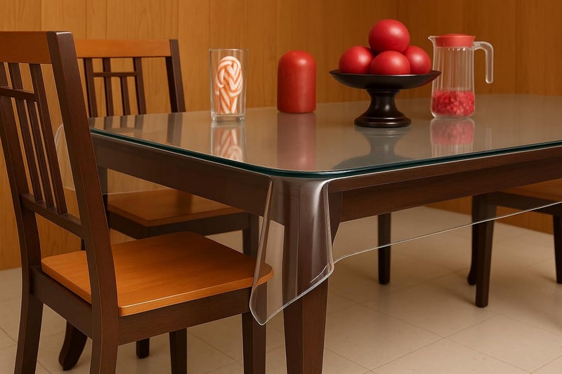 STITCHNEST PVC Transparent 10 Seater Dining Table Cover Without Lace, (60x108 Inches) - Image 2