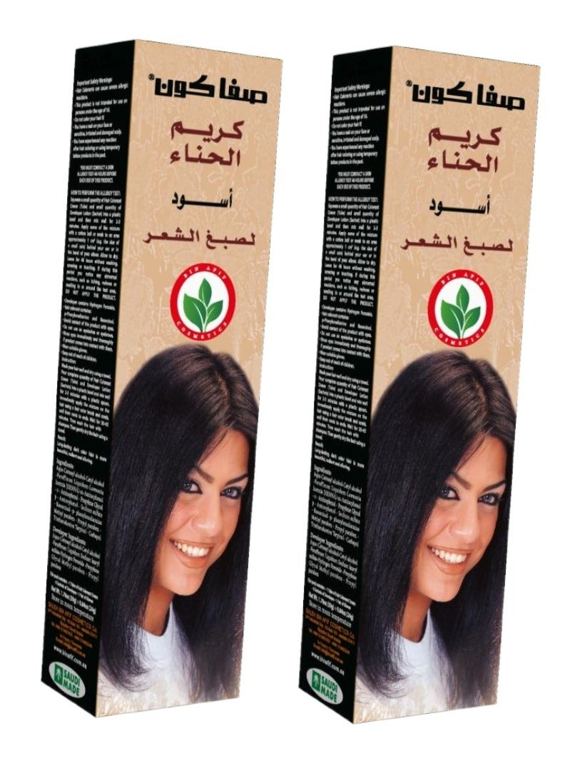 Safa Con Hair Coloring Cream with Henna 50 gm Black 2 Pack