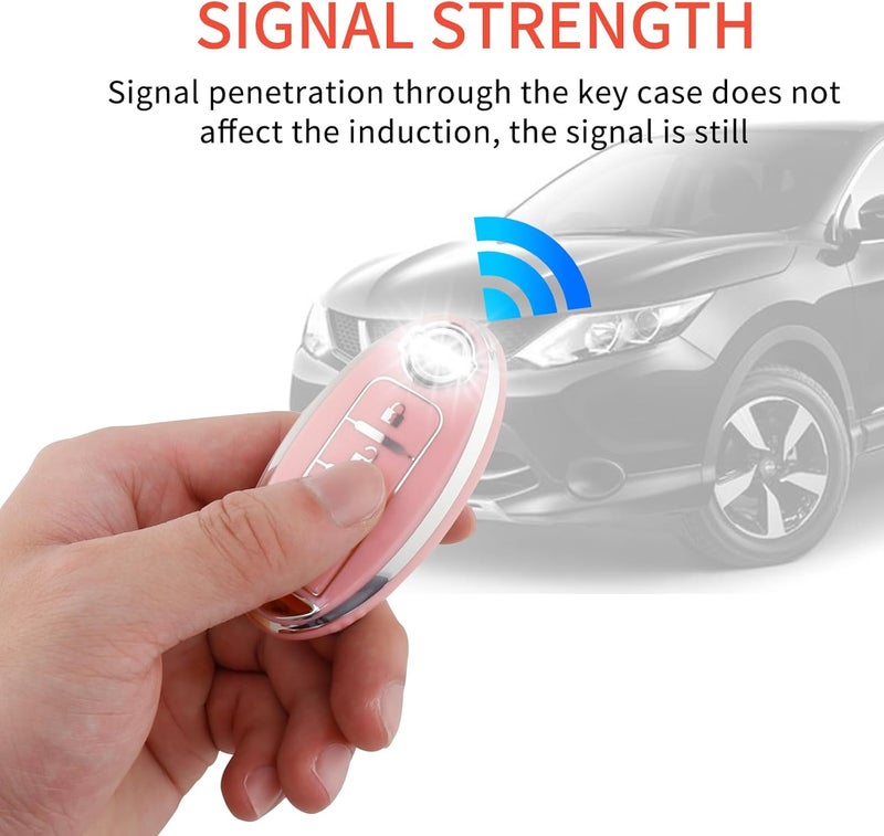 Pangpai Pink Key Fob Cover for Nissan, Soft TPU Key Protection with Keychain Fit for Altima Rogue Sentra Pathfinder Frontier Maxima Titan Murano Kicks Juke Versa Armada GTR 370Z Leaf - Image 5