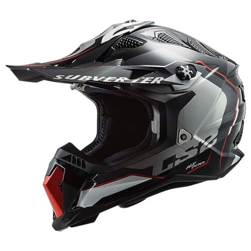 LS2 Helmets MX-Off Road Subverter Evo Arched Helmet (Gloss Black/Red/Silver - Large) - Image 1