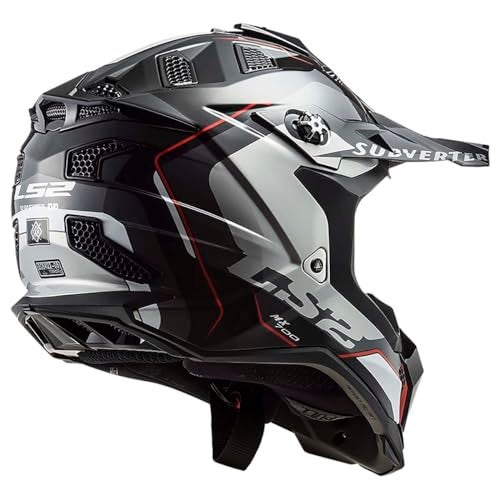 LS2 Helmets MX-Off Road Subverter Evo Arched Helmet (Gloss Black/Red/Silver - Large) - Image 2
