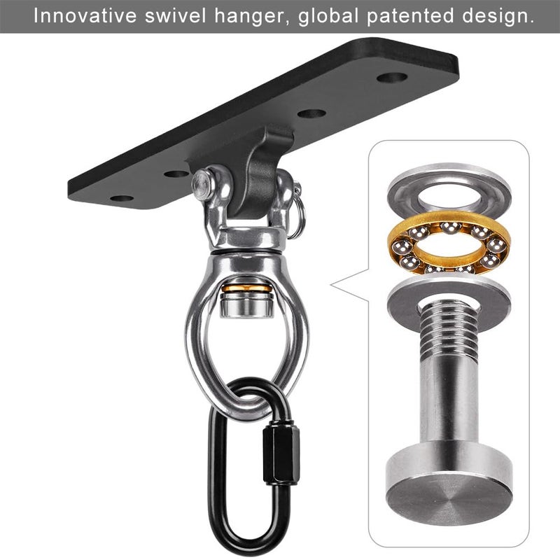 Dolibest Heavy Duty Swing Hanger, Swing Set Accessorie with Carabiner for Indoor Outdoor Playground, Porch Swing Hanging Kit for Wooden and Concrete Set with 4 Wood Screws and 4 Expansion Bolts, 900LB - Image 3